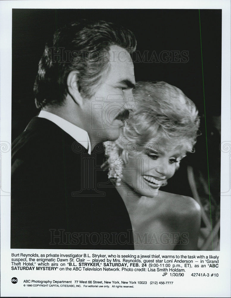 1990 Press Photo Actor Burt Reynolds and Actress Dawn St. Clair - Historic Images
