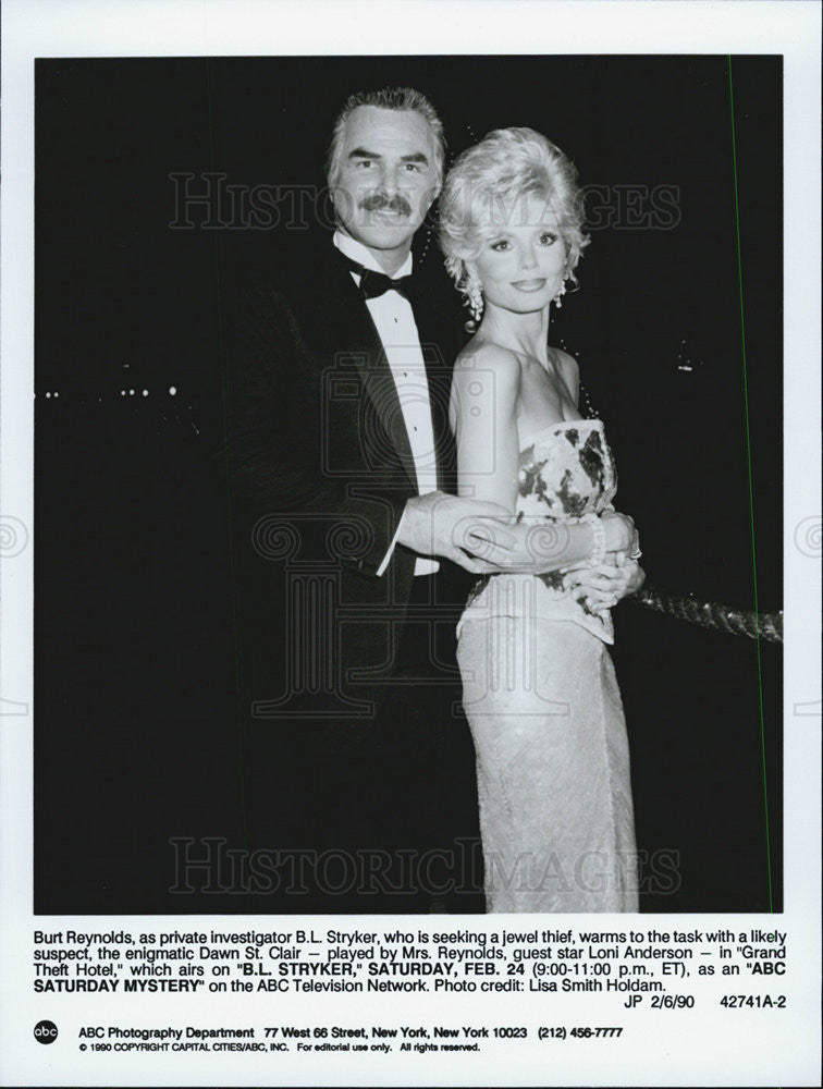 1990 Press Photo Burt Reynolds &amp; Loni Anderson in &quot;B.L. Stryker&quot; - Historic Images