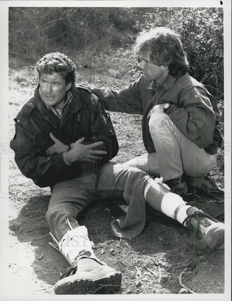 1990 Press Photo Actor David Hasselhoff and Parker Stevenson - Historic Images