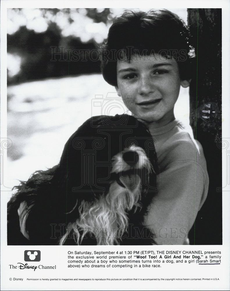 1991 Press Photo Disney Woof too! A Girl and her  Dog Sarah Smart - Historic Images