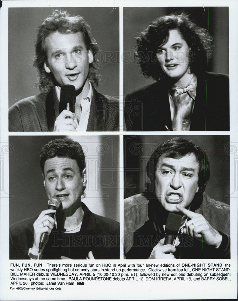 Press Photo Bill Maher, Paula Poundstone, Dom Irrera, Barry Sobel - Historic Images