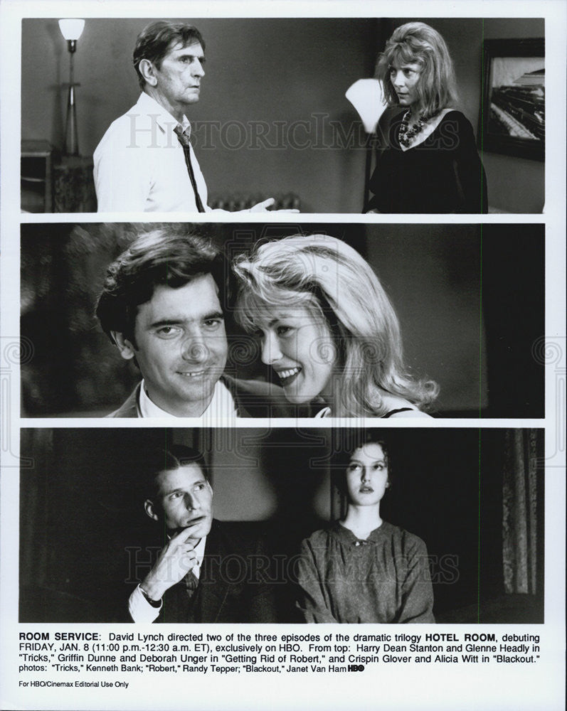 Press Photo Hotel Room, Harry Dean Stanton, Glenne Headly, Griffin Dunne - Historic Images