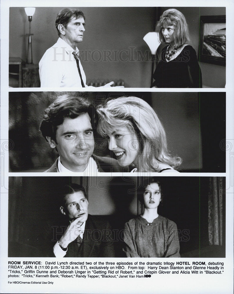 Press Photo Hotel Room, Harry Dean Stanton, Glenne Headly, Griffin Dunne - Historic Images