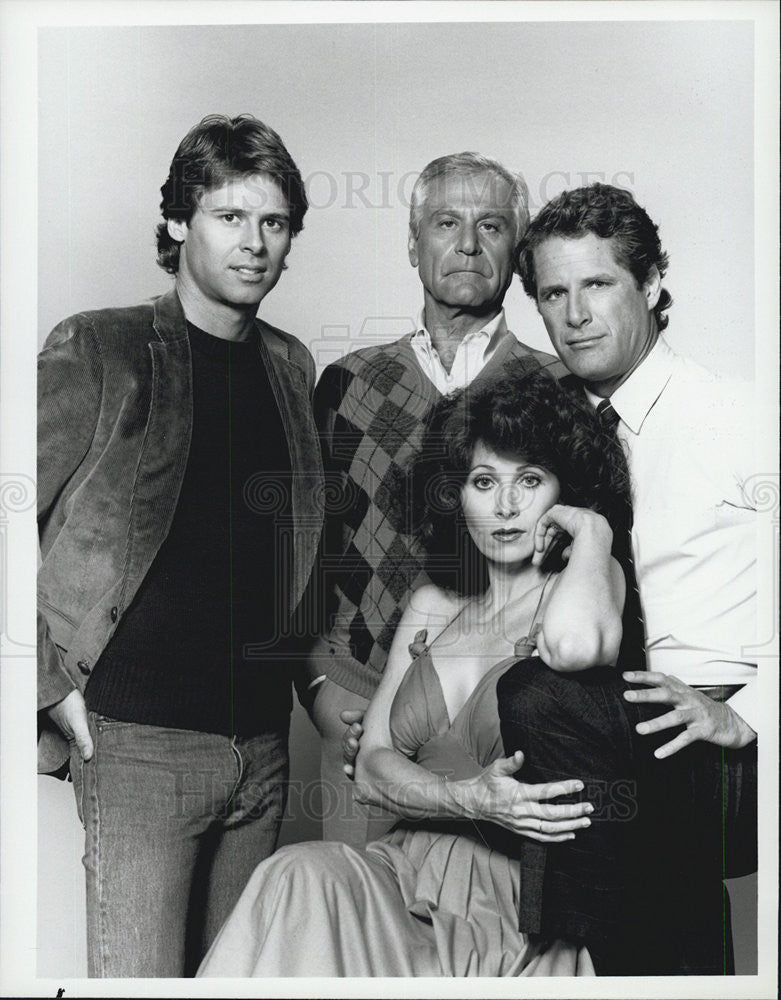 1984 Press Photo Cast of NBC TV Berrenger, Sam Wanamaker, Anita Morris - Historic Images