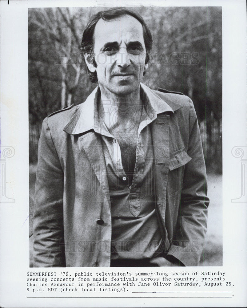 1979 Press Photo French Singer Charles Aznavour Summerfest - Historic Images