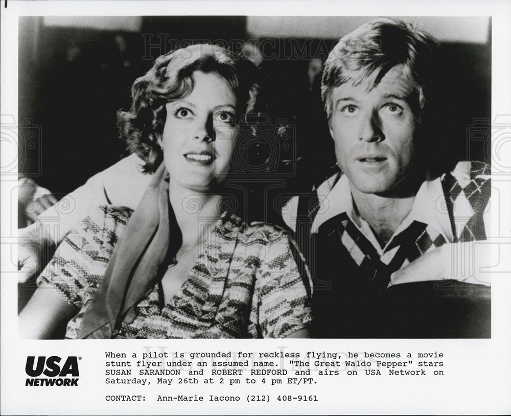 1975 Press Photo Susan Sarandon and Robert Redford in &quot;The Great Waldo Pepper&quot; - Historic Images