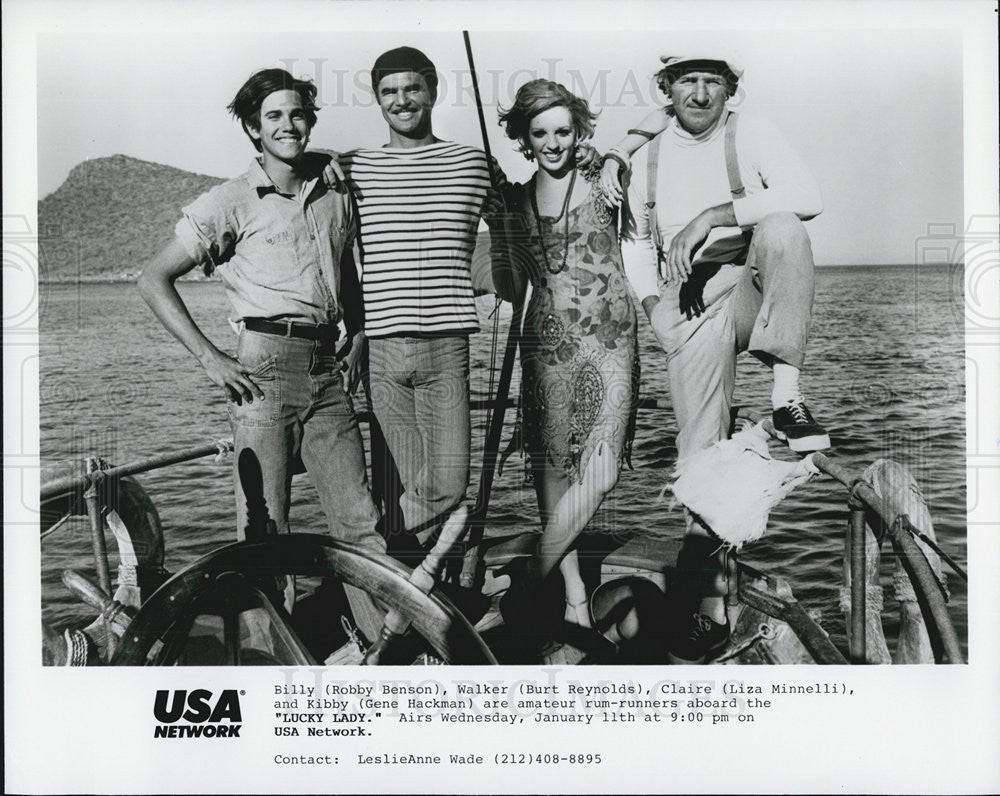 1975 Press Photo Burt Reynolds, Liza Minelli and Gene Hackman in &quot;lucky Lady&quot; - Historic Images