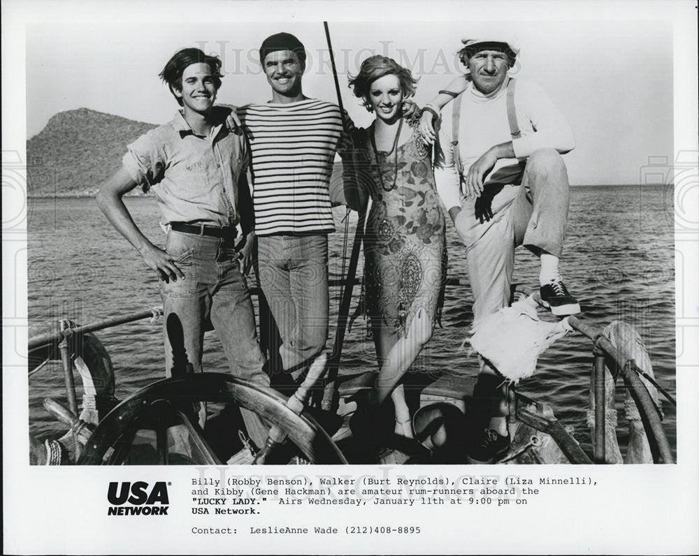 1975 Press Photo Burt Reynolds, Liza Minelli and Gene Hackman in "lucky Lady" - Historic Images