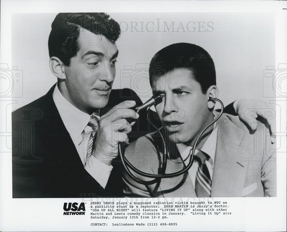 1954 Press Photo Actors Jerry Lewis And Dean Martin Star In "Living It Up" - Historic Images