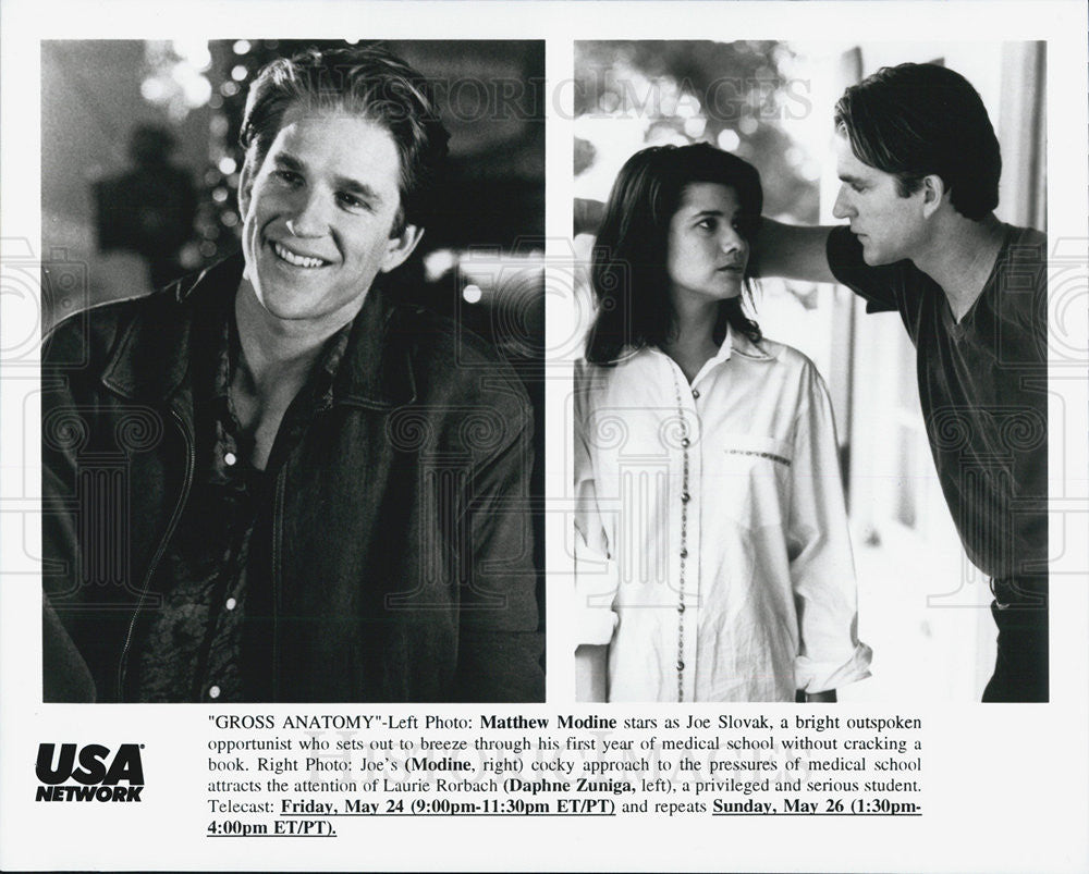 Press Photo Matthew Modine And Daphne Zuniga In USA Network Movie Gross Anatomy - Historic Images