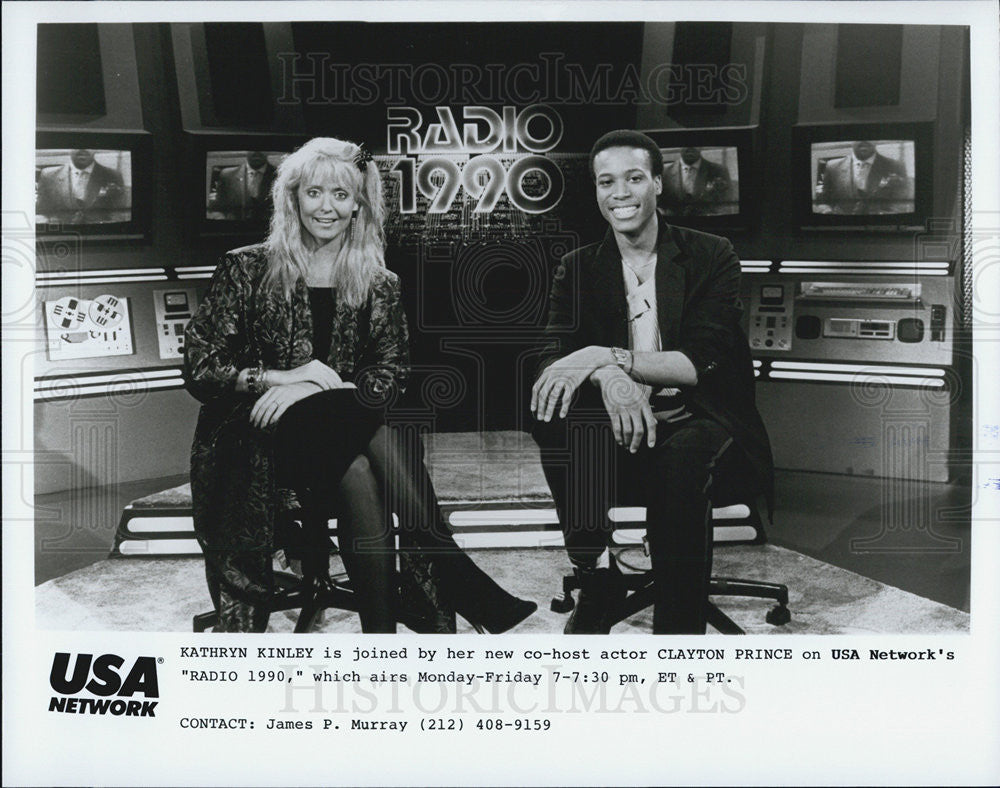 Press Photo Kathryn Kinley And Clayton Prince Host USA Network Show Radio 1990 - Historic Images