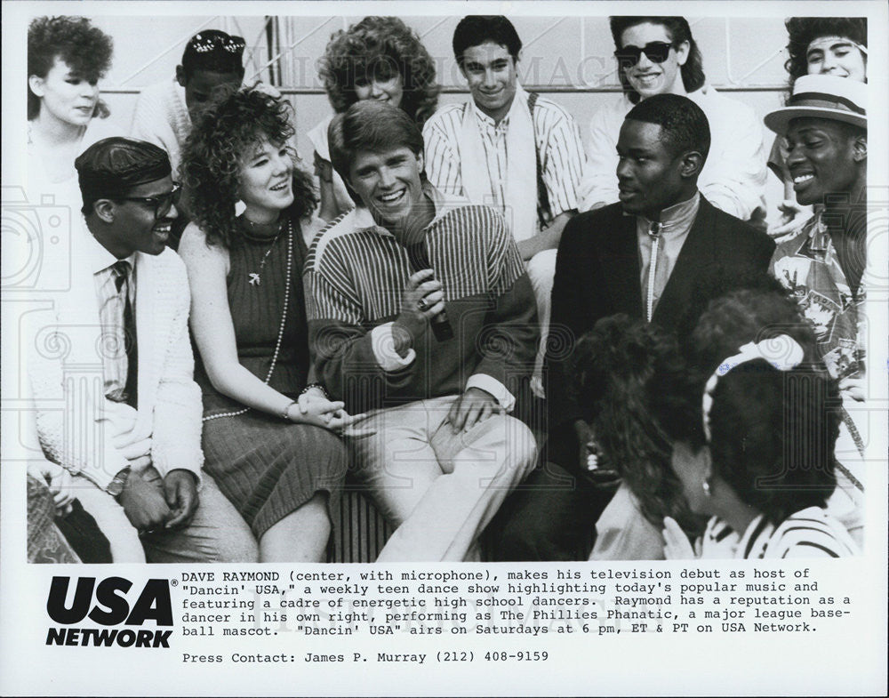 Press Photo Dave Raymond Hosts USA Network Teenage Dancing Show Dancin&#39; USA - Historic Images