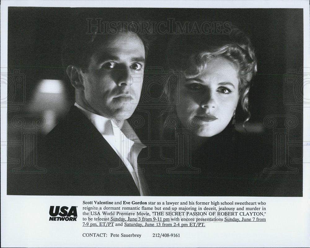 1992 Press Photo Actors Scott Valentine And Eve Gordon In USA Premiere Movie - Historic Images