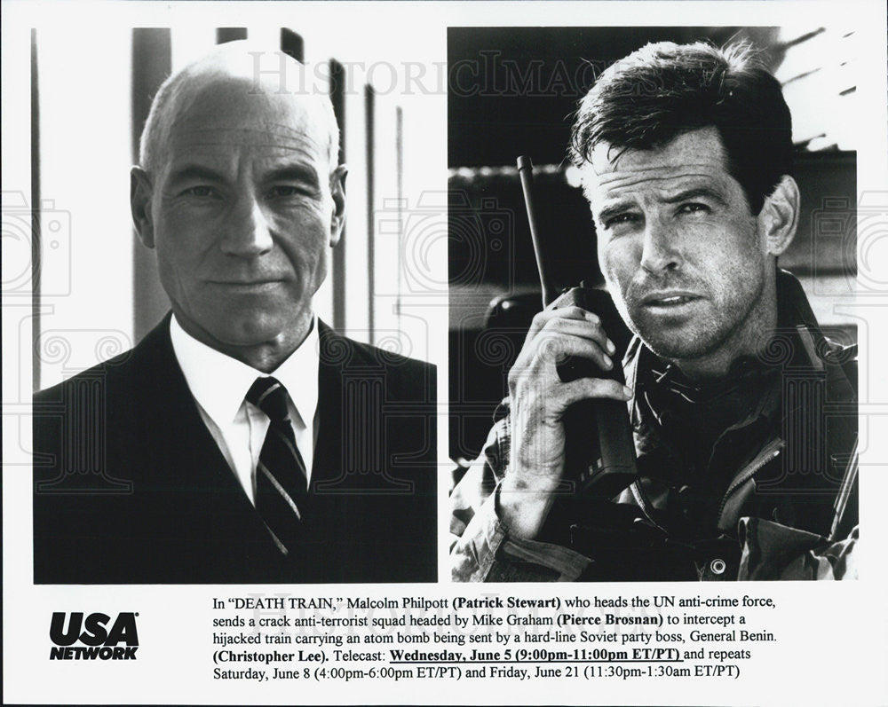 Press Photo Death Train Film Patrick Stewart Pierce Brosnan Christopher Lee - Historic Images