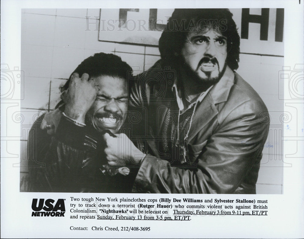 Actor Billy Dee Williams And Sylvester Stallone In Movie Nighthawks Undated  vintage promo photo print - Historic Images