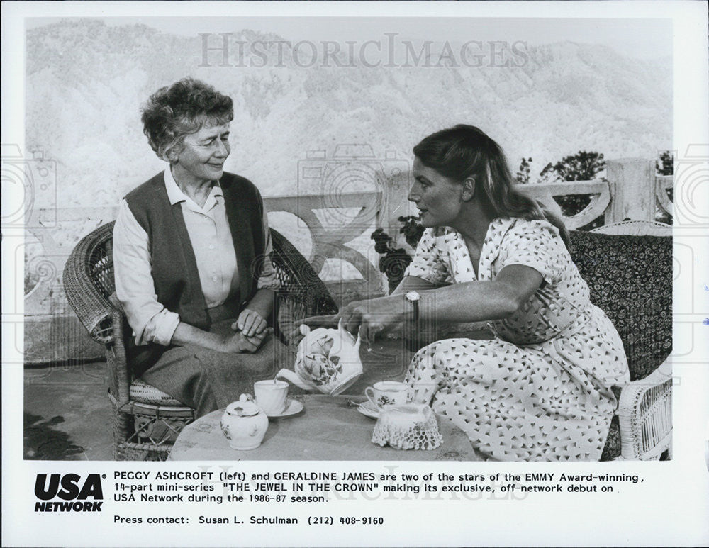 Press Photo Peggy Ashcroft Geraldine James The Jewel In The Crown Film - Historic Images