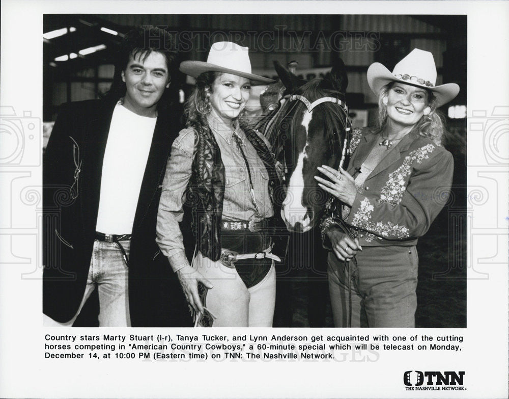 Press Photo Marty Stuart Tanya Tucker Lynn Anderson On American Country Cowboys - Historic Images