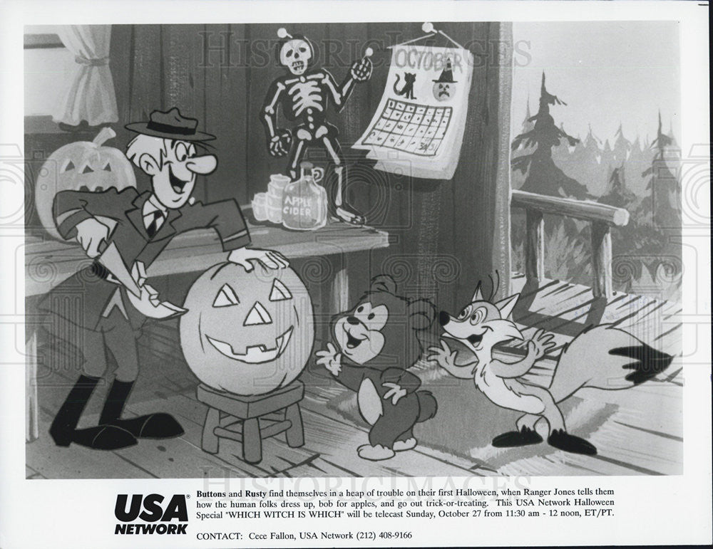 Press Photo Buttons Rusty Which Witch Animated Cartoon Halloween USA Networdk - Historic Images