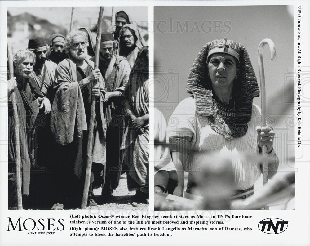 1995 Press Photo Ben Kingsley Actor Frank Langella Moses Bible Story Film Movie - Historic Images