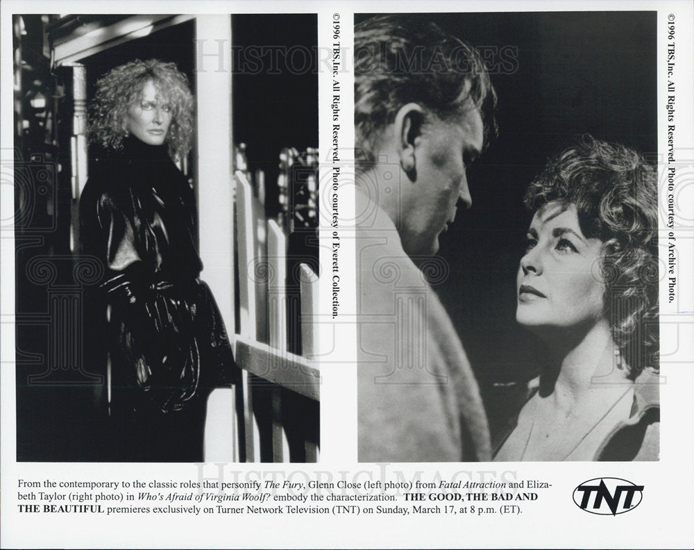 1996 Press Photo Glenn Close Actress Elizabeth Taylor Fury Fatal Attraction Film - Historic Images