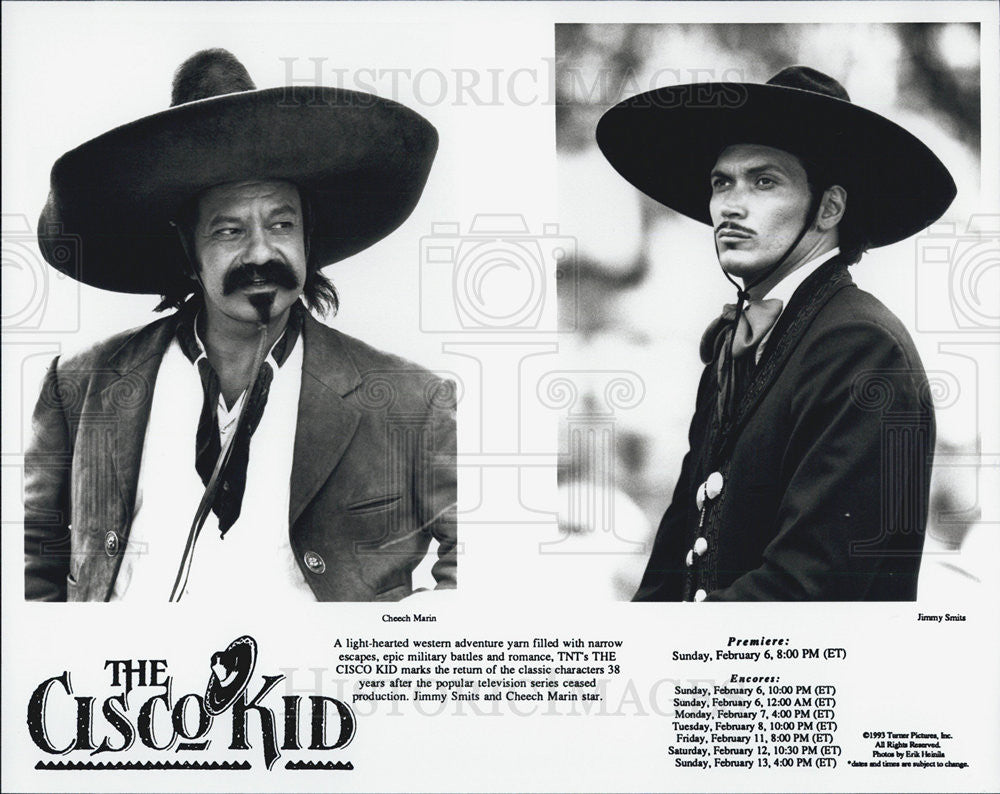 1993 Press Photo Actor Jimmy Smits and Cheech Marin in The Cisco Kid - Historic Images