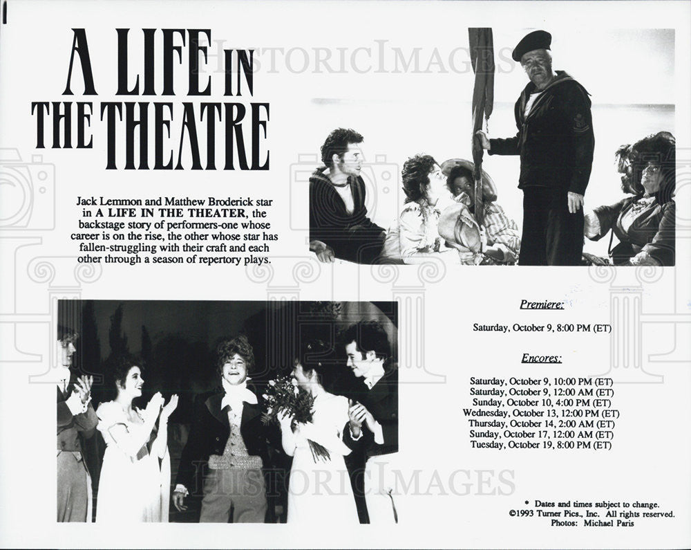 1993 Press Photo Actor Jack Lemmon and Matthew Broderick in A Life in Theater - Historic Images