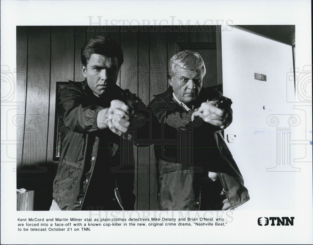 Press Photo Kent Mcord and Martin Milner in Tv Drama Nashville Beat - Historic Images