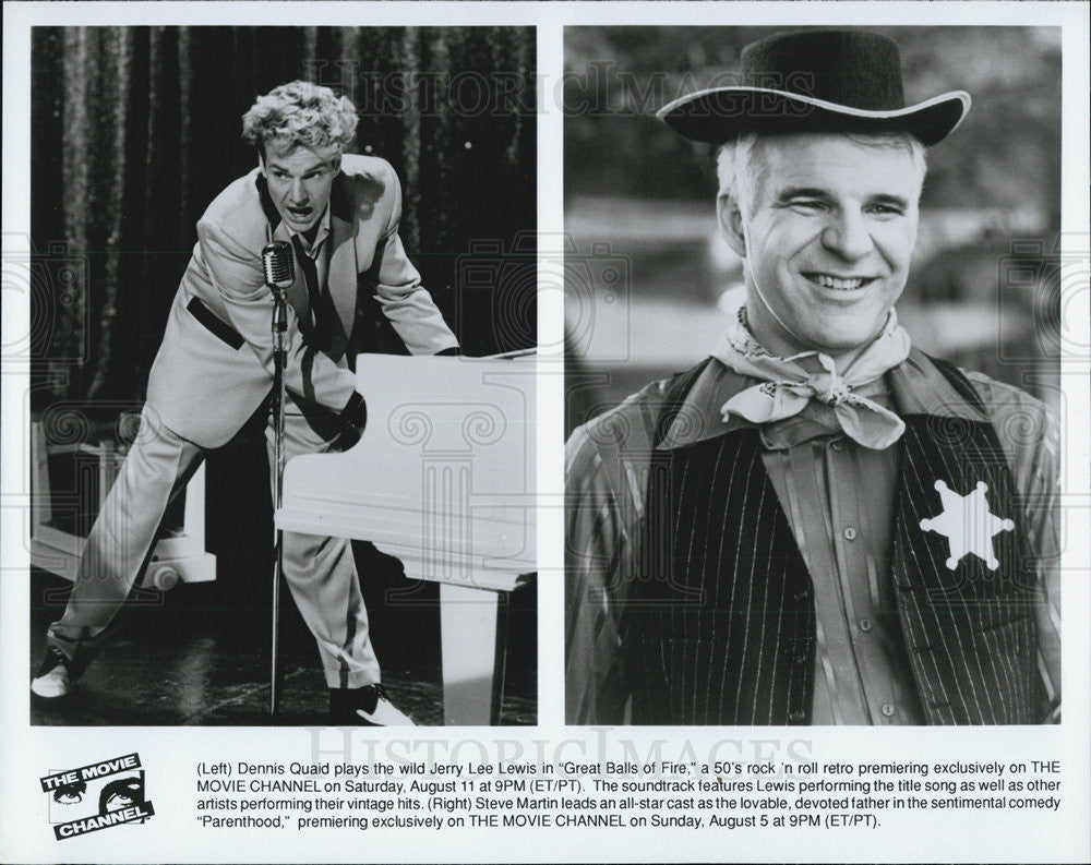 Press Photo "Great Balls of Fire" Dennis Quaid "Parenthood" Steve Martin Actors - Historic Images