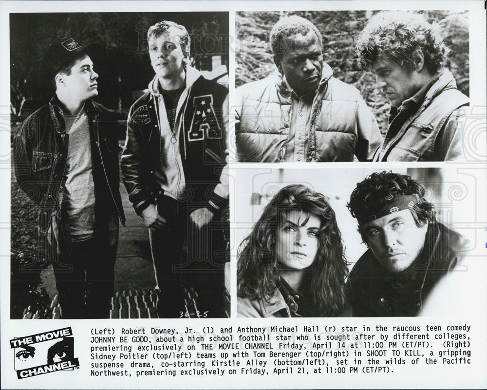 Press Photo Robert Downey Jr & Anthony Michael Hall "Johnny Be Good" TMC Movie - Historic Images