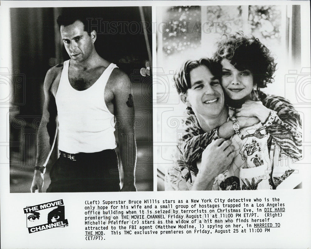 Press Photo Actor Bruce Willis &quot;Die Hard&quot; Michelle Pfeiffer &quot;Married to Mob&quot; - Historic Images