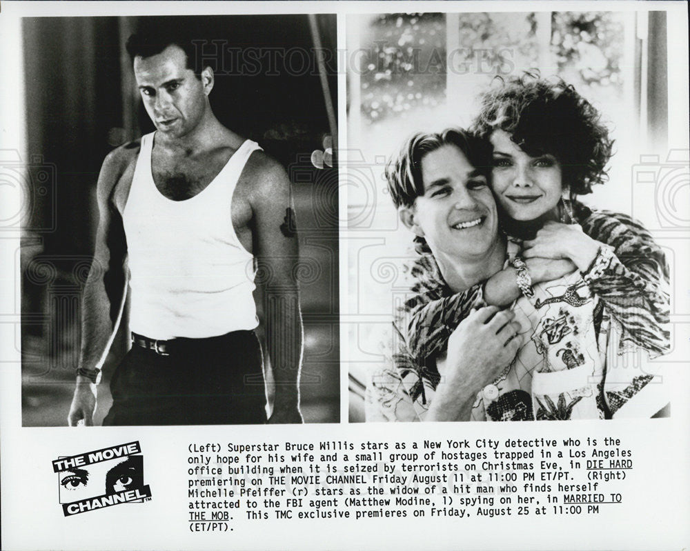 Press Photo Actor Bruce Willis "Die Hard" Michelle Pfeiffer "Married to Mob" - Historic Images