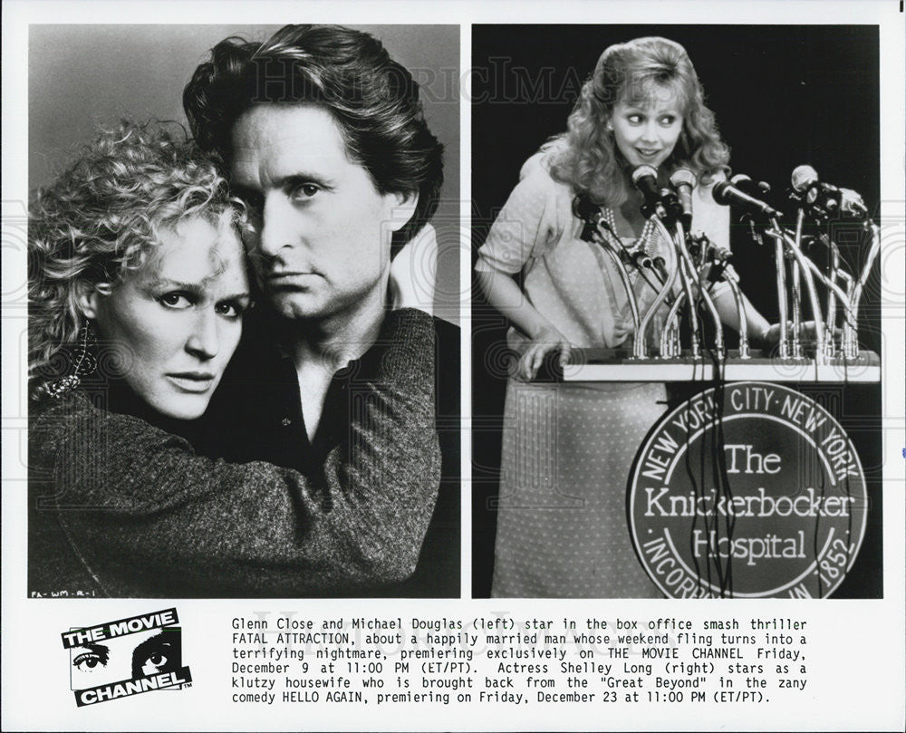 Press Photo Actors Michael Douglas & Glenn Close "Fatal Attraction" Shelley Long - Historic Images