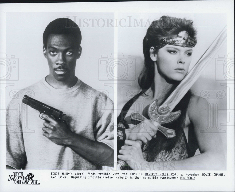 Press Photo Eddie Murphy "Beverly Hills Cop" Brigitte Nielsen "Red Sonja" Actors - Historic Images