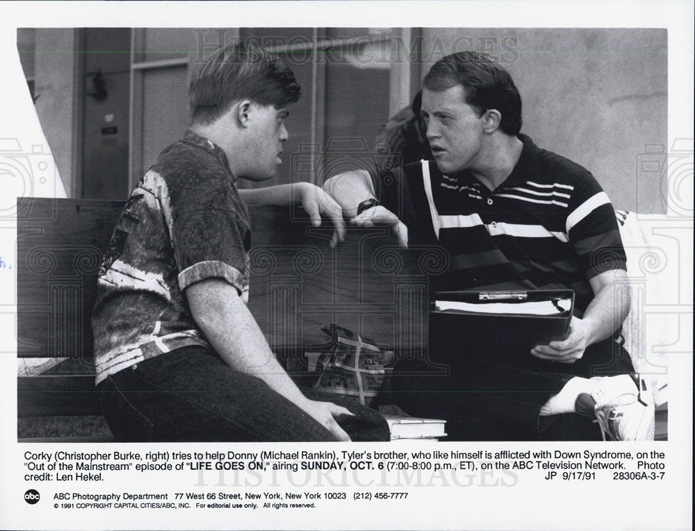 1991 Press Photo Actor Christopher Burke and Michael Rankin of Life Goes On - Historic Images