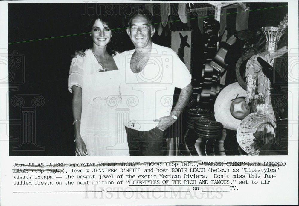 Press Photo Robin Leach Jennifer O&#39;Neill LIFESTYLES OF THE RICH AND FAMOUS - Historic Images