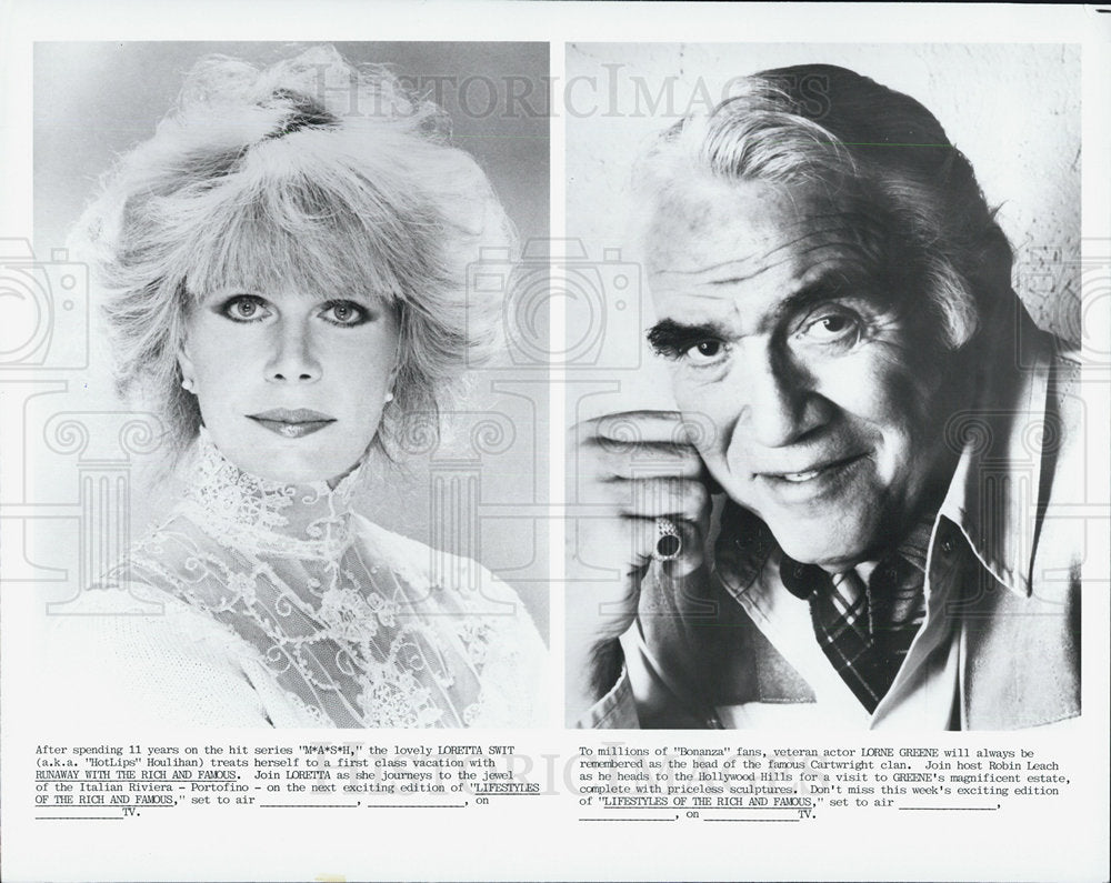 Press Photo Loretta Swit Lorne Greene Lifestyles of the Rich and Famous