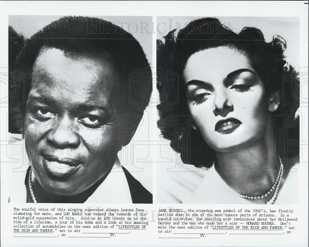Press Photo Lou Rawls Jane Russell Lifestyles of the Rich and Famous - Historic Images