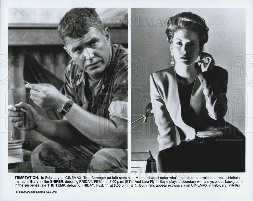 1993 Press Photo Tom Berenger Sniper Lara Flynn Boyle The Temp - Historic Images
