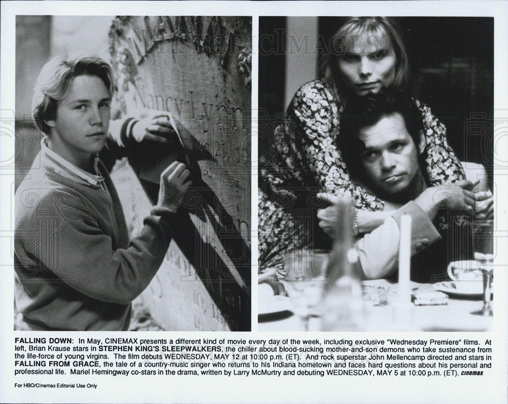 Press Photo Brian Krause SLEEPWALKERS John Mellencamp Mariel Hemingway - Historic Images