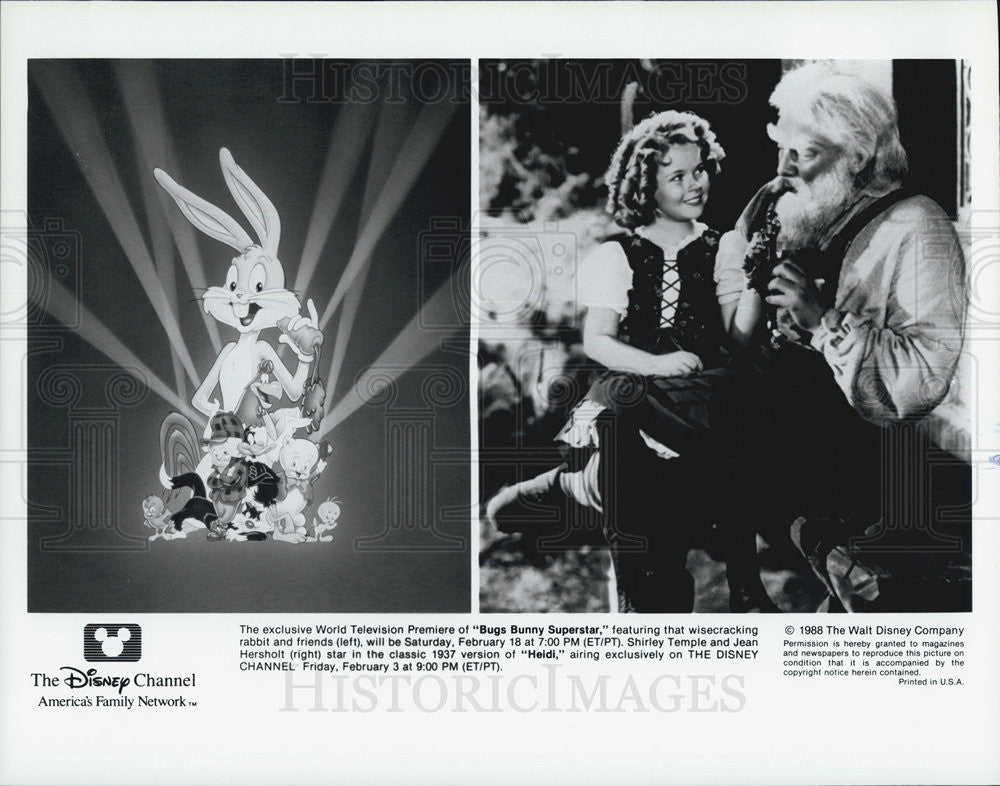 1988 Press Photo animation Bugs Bunny Superstar Heidi Shirley Temple Jean - Historic Images