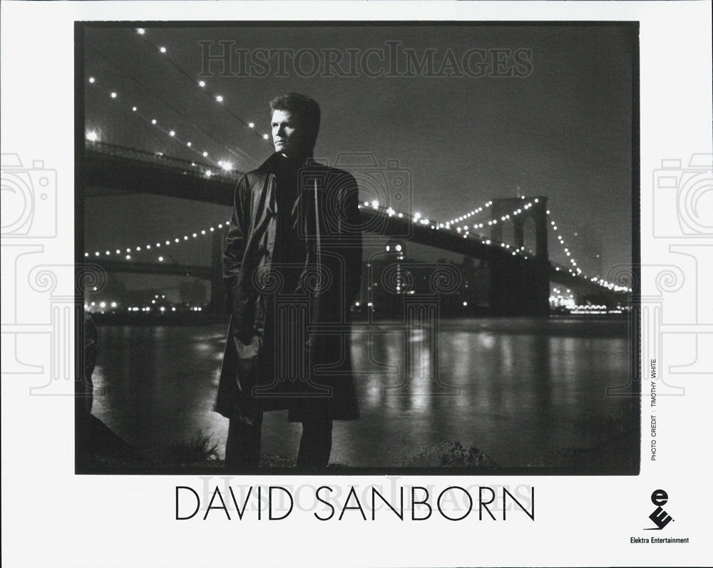 Press Photo American Saxophonist David Sanborn Brooklyn Bridge - Historic Images