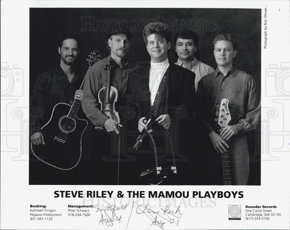 Steve Riley and the mamou playboys in a black and white Undated vintage ...