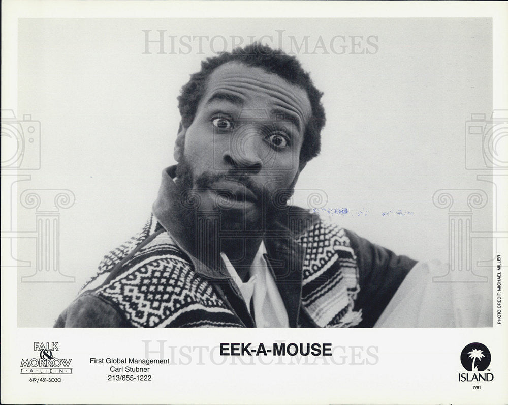 1991 Press Photo Eek-A-Mouse Jamaican Reggae Musician For Island Records - Historic Images