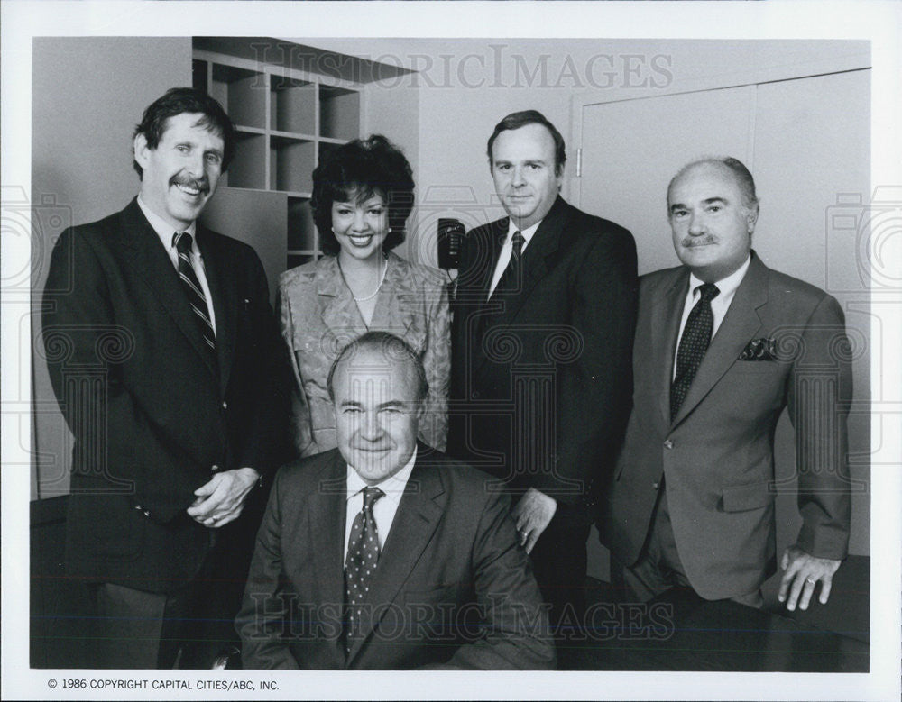 1986 Press Photo Sander Vancour Anchor ABC Gordon Williams Carole Simpson - Historic Images