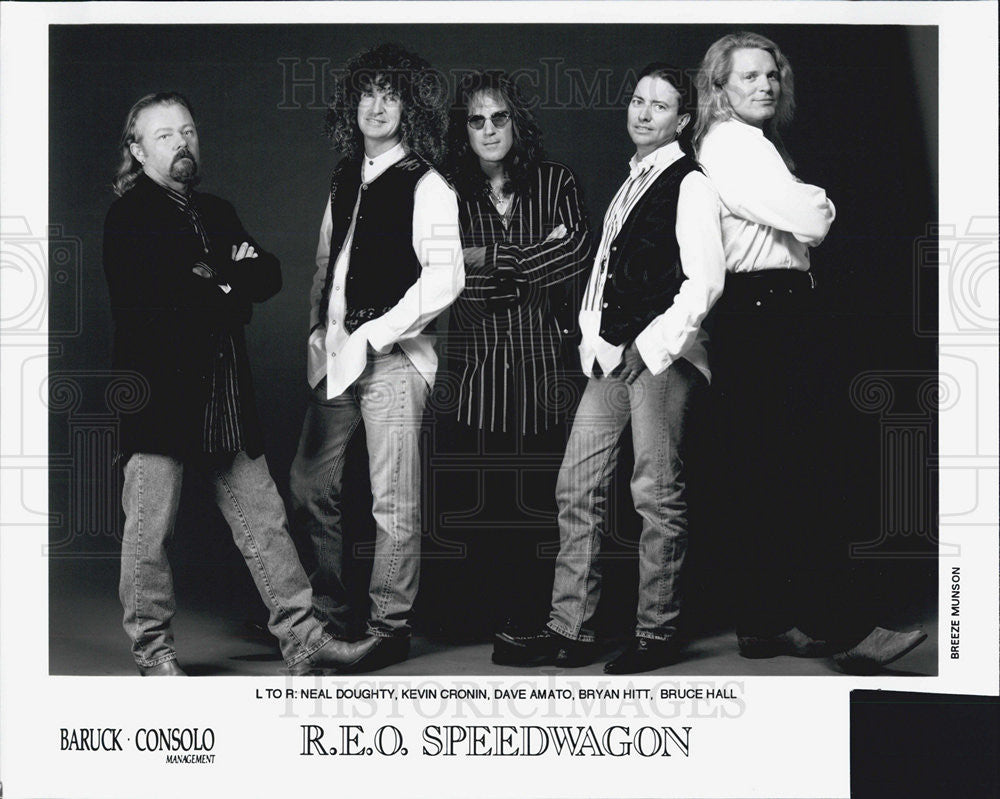 Press Photo R.E.O. Speedwagon Neal Doughty Kevin Cronin Dave Amato Bryan Hitt - Historic Images