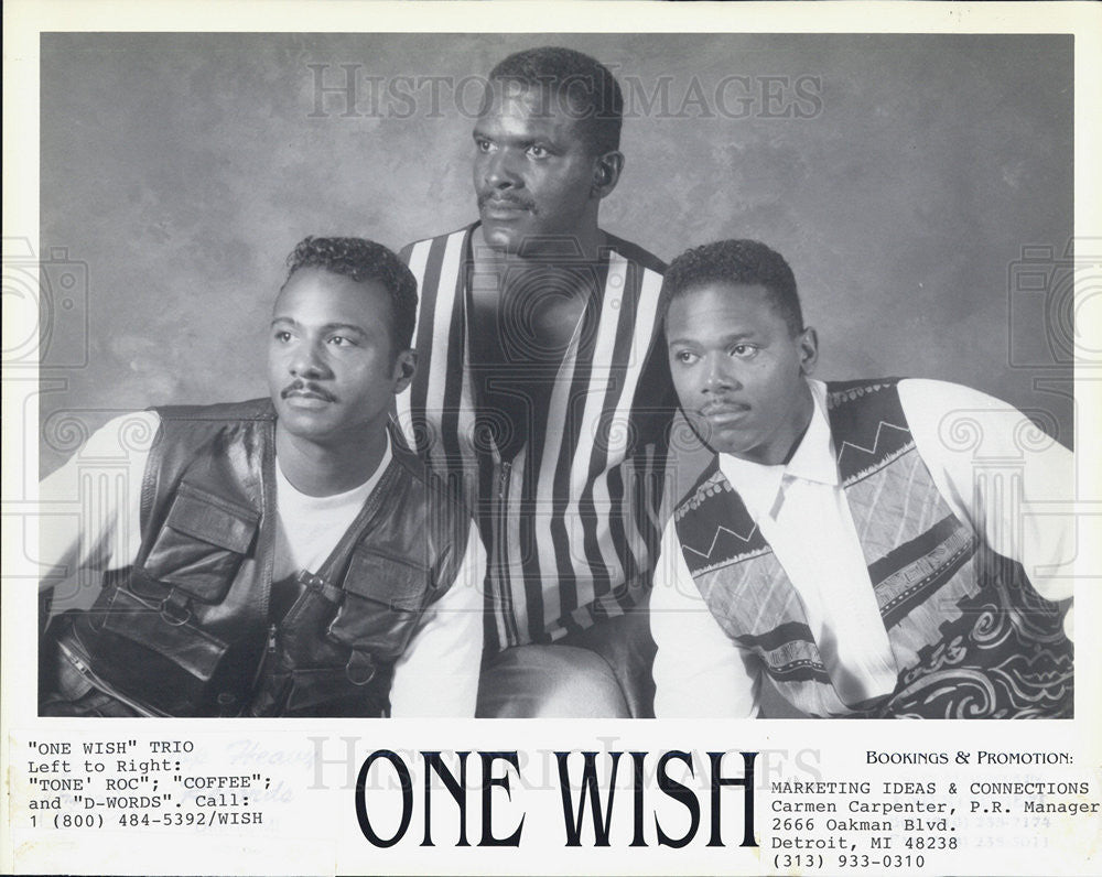 Press Photo One Wish Trio Vocal Tone Roc Coffee D-Words Singers R&B - Historic Images