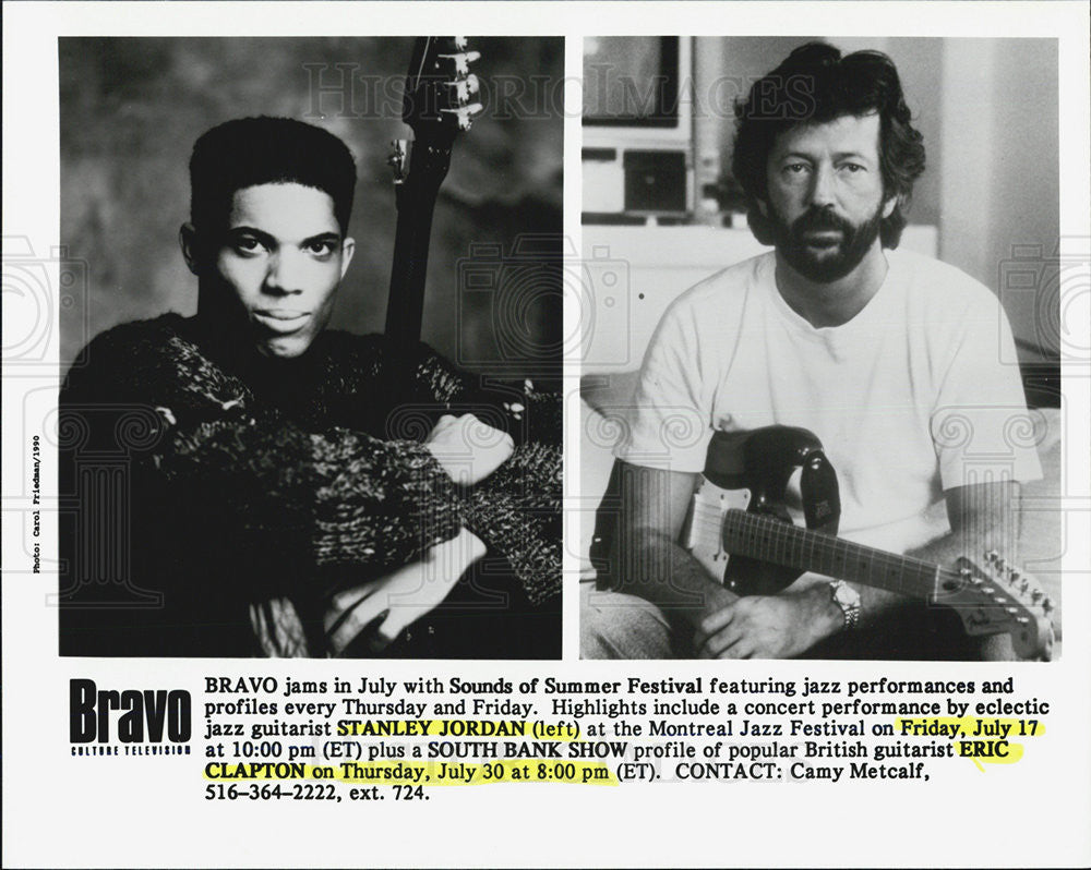 1990 Press Photo Stanley Jordan And Eric Clapton In Sounds Of Summer Festival - Historic Images