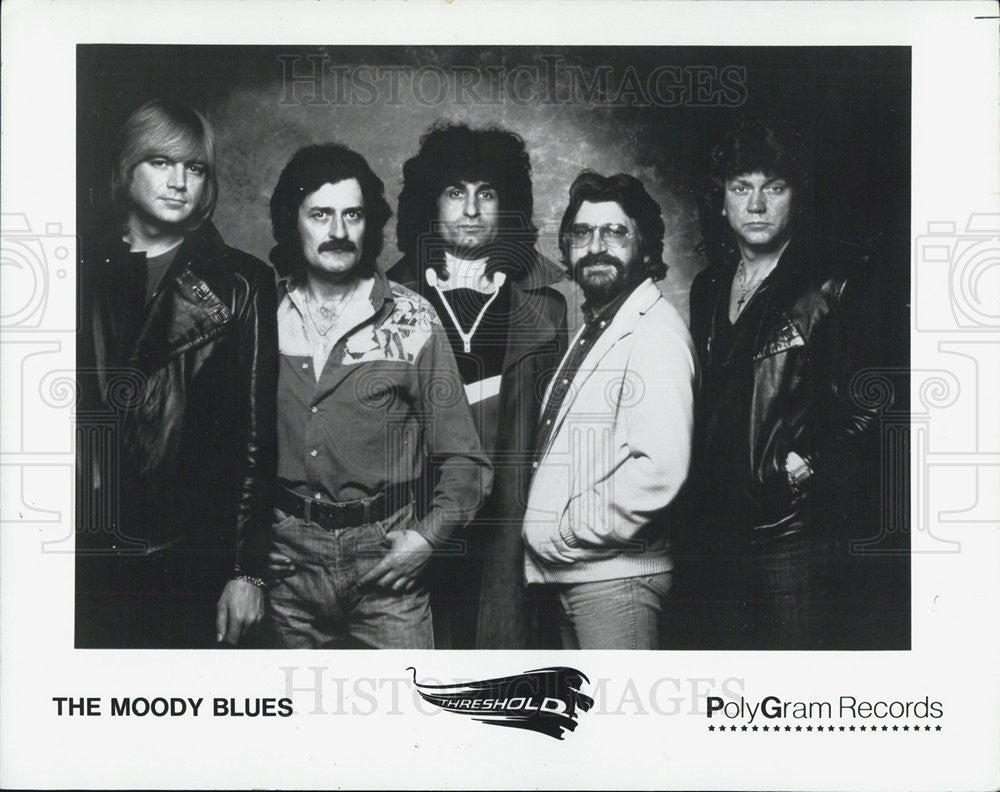 1981 Press Photo Moody Blues Patrick Moraz Ray Thomas Graeme Edge Justin Hayward - Historic Images