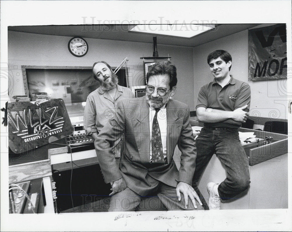 1990 Press Photo WLLZ DJ Bob Bauer,prog dir Jay Clark,Prom dir Michael Isabella - Historic Images
