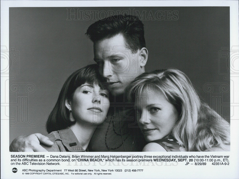 1989 Press Photo Dana Delany Actress Brian Wimmer Marg Helgenberger China Beach - Historic Images